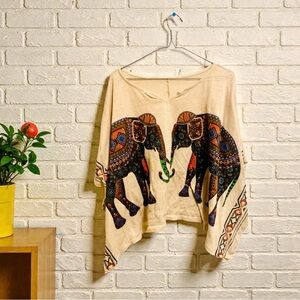 Woman’s Wayan Poncho one size Indian Elephants pullover